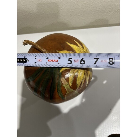 Hand Painted Gourd Folk Art Farmers Market Sunflower Wine Fruit Decoration VTG - Picture 3 of 10